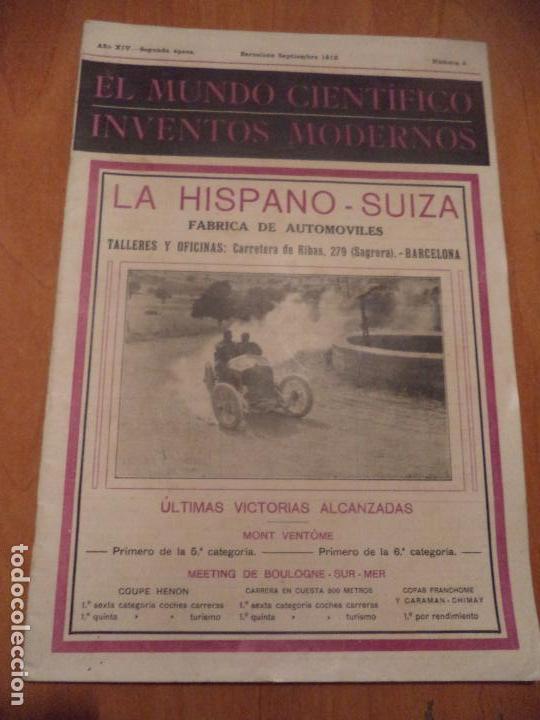 Collezionismo di Riviste e Giornali: REVISTA. EL MUNDO CIENTIFICO INVENTOS MODERNOS. A&Ntilde;O XIV. SEPTIEMBRE-1912. N&ordm; 9.