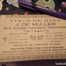 Collezionismo di Riviste e Giornali: RECORTE AÑOS 30 VINOS DE MISA J. DE MULLER TARRAGONA REPRESENTANTE MALLORCA TEODORO ANGLADA