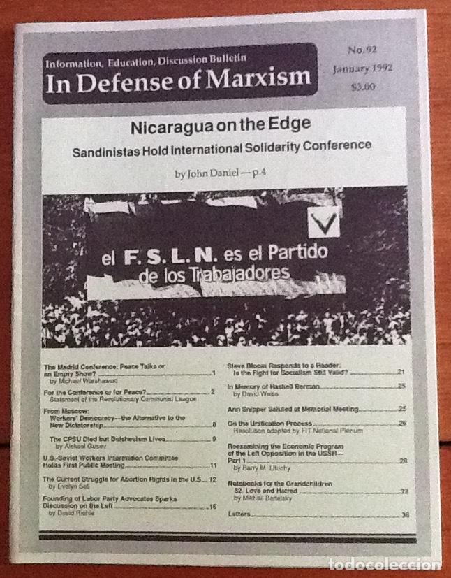 Collection Magazines and Newspapers: In defense of Marxism.N&ordm; 92, 1992. Fourth Internacionalist Tendency. Trotskismo USA