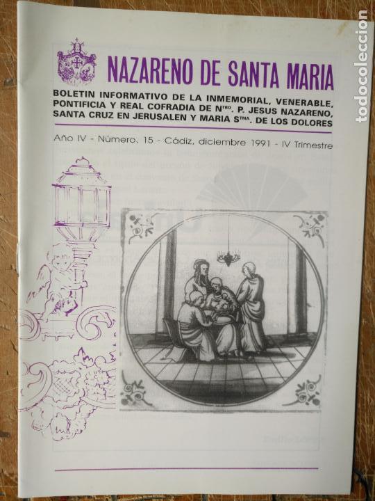 Coleccionismo de Revistas y Peri&oacute;dicos: ANTIGUO BOLETIN REVISTA COFRADE , SEMANA SANTA CADIZ CRISTO NAZARENO DE SANTA MARIA