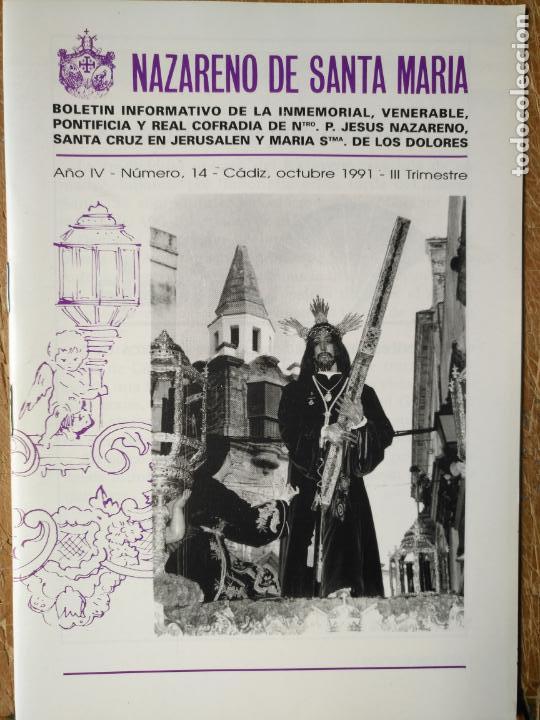 Coleccionismo de Revistas y Peri&oacute;dicos: ANTIGUO BOLETIN REVISTA COFRADE , SEMANA SANTA CADIZ CRISTO NAZARENO DE SANTA MARIA