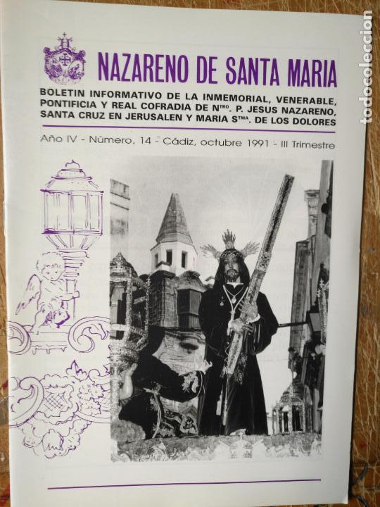 Coleccionismo de Revistas y Peri&oacute;dicos: ANTIGUO BOLETIN REVISTA COFRADE , SEMANA SANTA CADIZ CRISTO NAZARENO DE SANTA MARIA