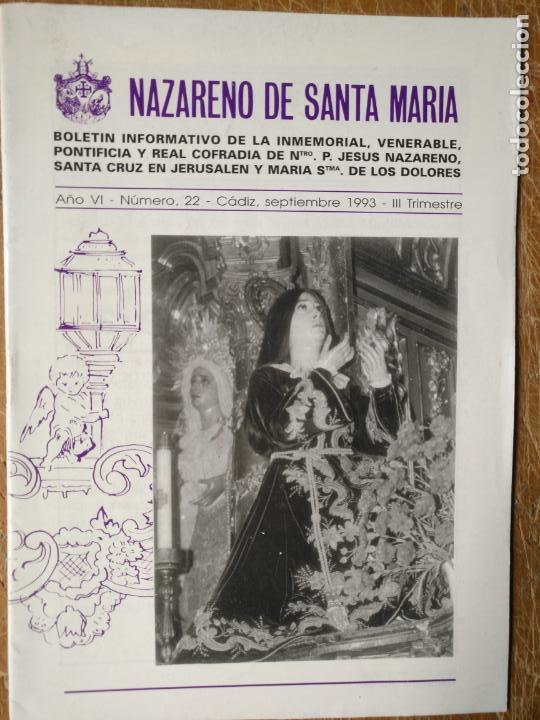 Coleccionismo de Revistas y Peri&oacute;dicos: ANTIGUO BOLETIN REVISTA COFRADE , SEMANA SANTA CADIZ CRISTO NAZARENO DE SANTA MARIA