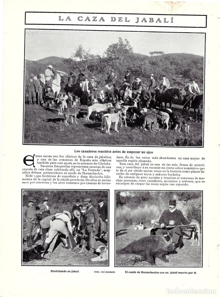 Collezionismo di Riviste e Giornali: 1907 HOJA REVISTA C&Oacute;RDOBA SIERRA FINCA LA PORRADA CAZA DEL JABAL&Iacute; CONDE DE HORNACHUELOS MONTER&Iacute;A