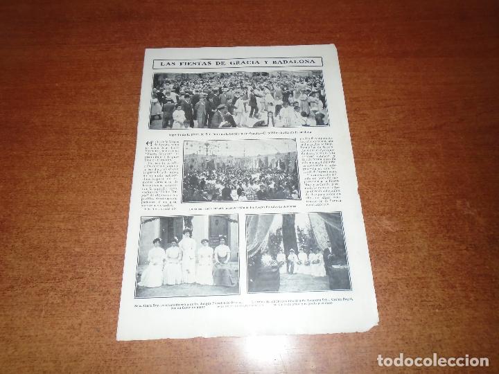 Collectionnisme de Revues et Journaux: RETAL PRENSA DE 1908 FIESTAS DE GRACIA Y BADALONA. PESCA SARDINA SANTANDER. TOISON DE ORO GRAL PRIMO