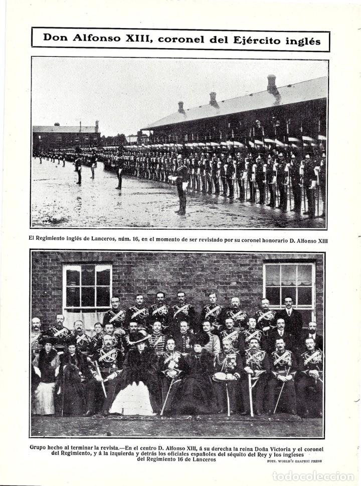 Collezionismo di Riviste e Giornali: 1907 HOJA REVISTA REY ALFONSO XIII CORONEL HONORARIO REGIMIENTO INGL&Eacute;S DE LANCEROS REVISTA OFICIALES