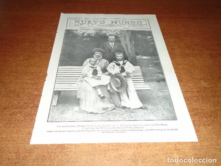 Collectionnisme de Revues et Journaux: RETAL PRENSA DE 1908: PRINCESA LUISA DE OLEANS, INFANTE CARLOS DE BORB&Oacute;N E HIJOS ALFONSO E ISABEL.