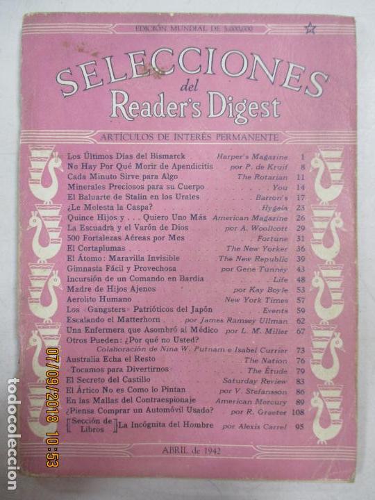 Coleccionismo de Revistas y Peri&oacute;dicos: SELECCIONES DEL READER&acute;S DIGEST. LA REVISTA MAS LE&Iacute;DA DEL MUNDO. ABRIL DE 1942