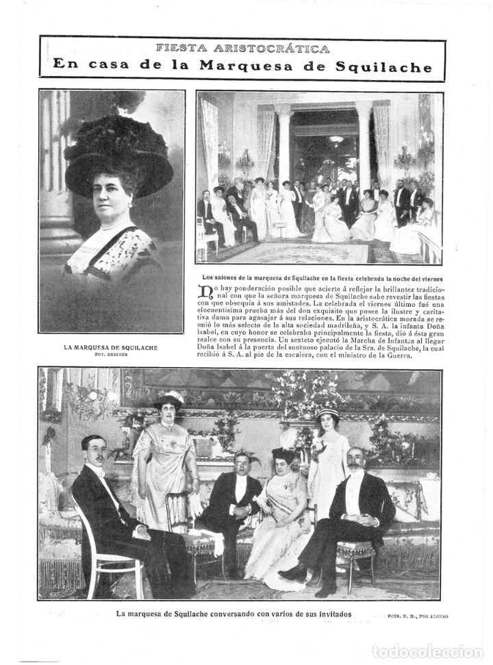 Coleccionismo de revistas y peri&oacute;dicos: 1909 HOJA REVISTA MADRID FIESTA ARISTOCR&Aacute;TICA MARQUESA DE SQUILACHE M&ordf; DEL PILAR DE LE&Oacute;N Y GREGORIO