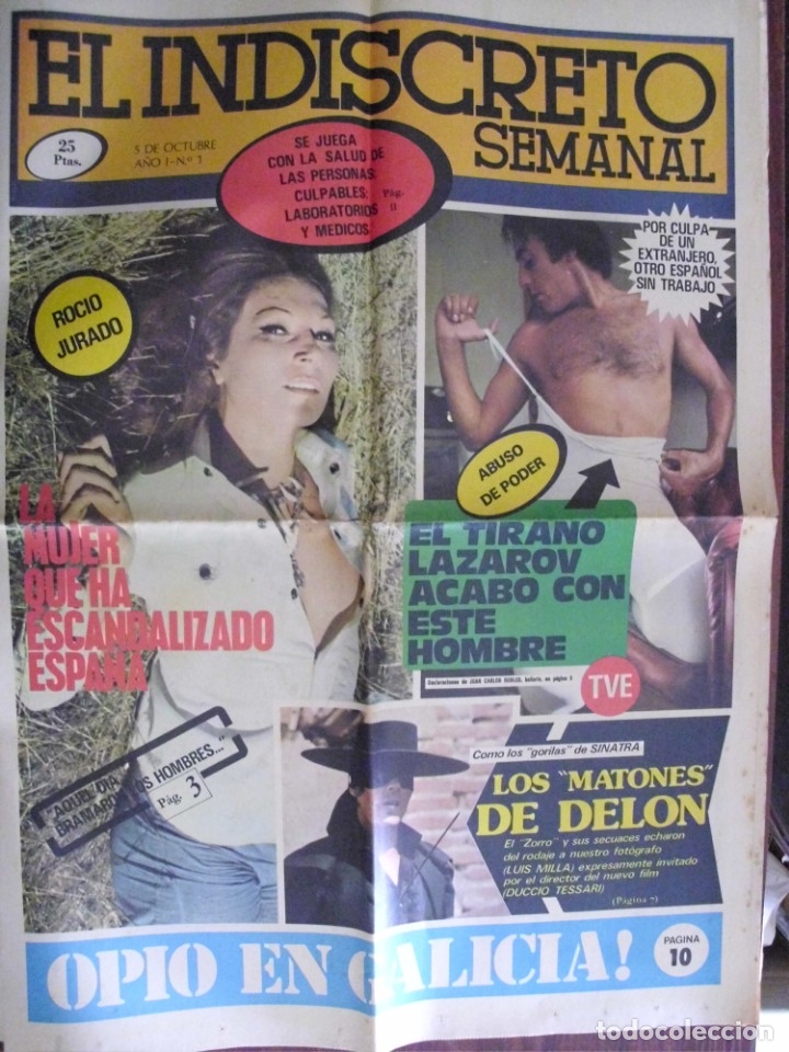 Coleccionismo de Revistas y Peri&oacute;dicos: EL INDISCRETO SEMANAL. N&ordm; 1. ROCIO JURADO, LA MUJER QUE HA ESCANDALIZADO ESPA&Ntilde;A.5 /10/1974(RF.MA)B/2