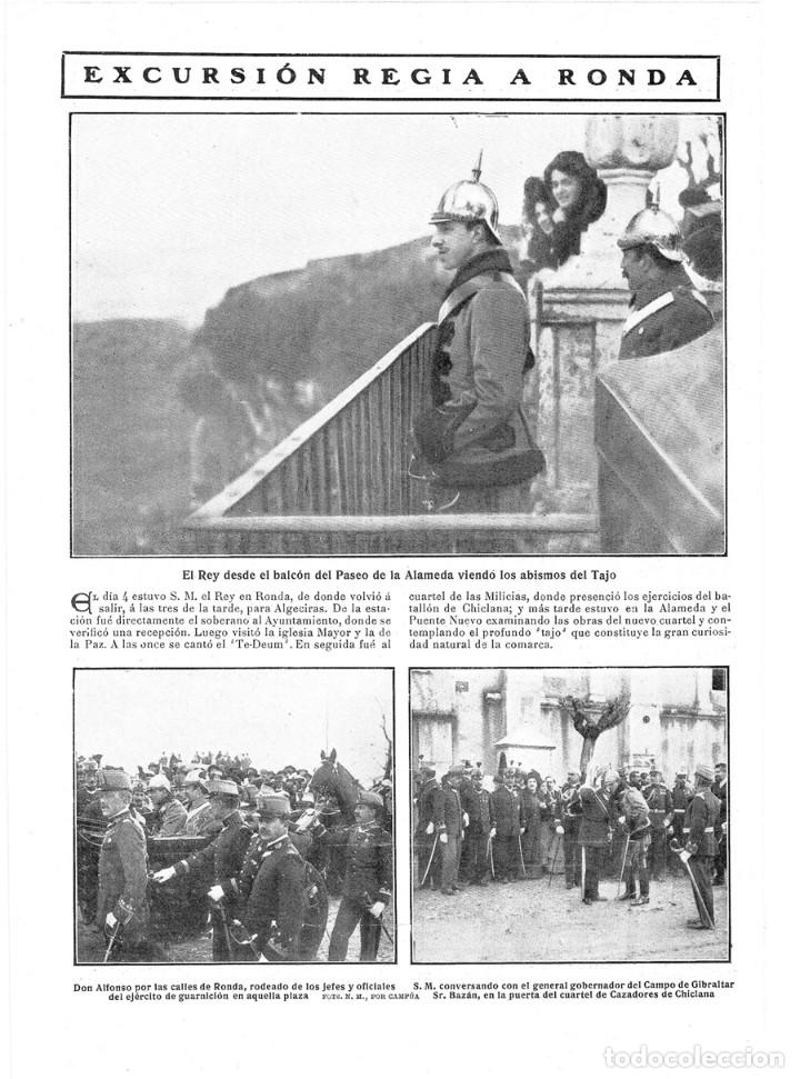 Coleccionismo de revistas y peri&oacute;dicos: 1909 HOJA REVISTA M&Aacute;LAGA RONDA REY ALFONSO XIII ABISMOS DEL TAJO PASEO DE LA ALAMEDA CUARTEL CAZADOR