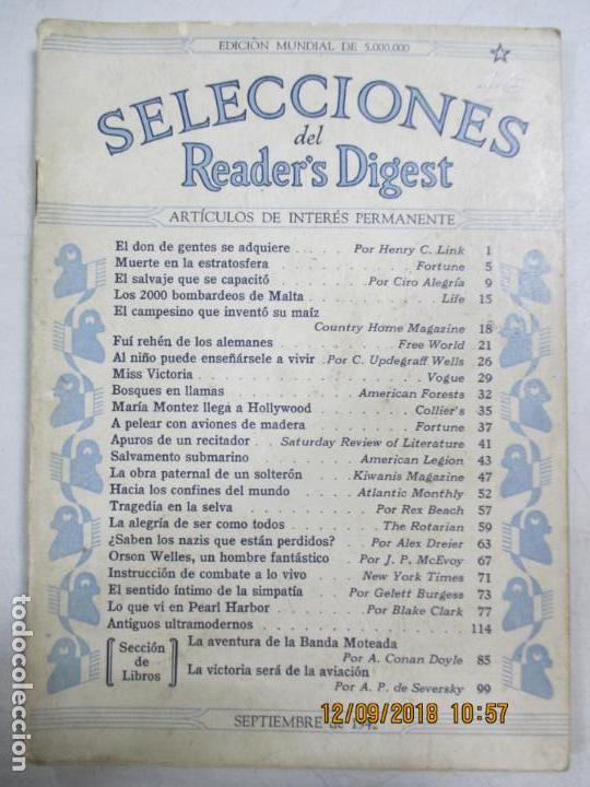 Coleccionismo de Revistas y Peri&oacute;dicos: SELECCIONES DEL READER&acute;S DIGEST. LA REVISTA MAS LE&Iacute;DA DEL MUNDO. SEPTIEMBRE DE 1942