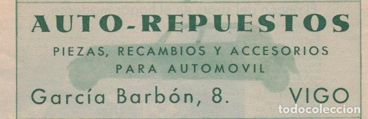 Coleccionismo de revistas y peri&oacute;dicos: * VIGO * Publicidad AUTO-REPUESTOS para autom&oacute;vil- 1933