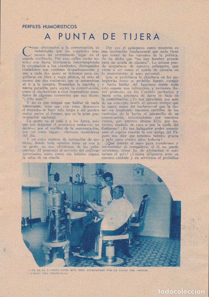 Coleccionismo de revistas y peri&oacute;dicos: * BARBEROS * BARBER&Iacute;A * A punta de tijera / texto humor Luis Gabald&oacute;n - 1933