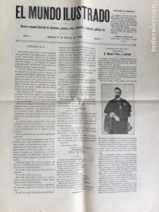 Collezionismo di Riviste e Giornali: EL MUNDO ILUSTRADO REVISTA SEMANAL A&Ntilde;O I N&ordm; 1,1902.IMPRENTA A LAMAS. SIN ABRIR.LUIS DE CUENCA