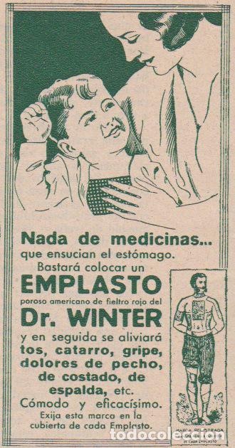 Coleccionismo de revistas y peri&oacute;dicos: Publicidad emplasto dr. WINTER - 1933