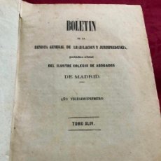 Coleccionismo de Revistas y Periódicos: LIBRO BOLETIN DE LA REVISTA GENERAL DE LEGISLACION Y JURISPRUDENCIA - TOMO XLIV - MADRID 1874