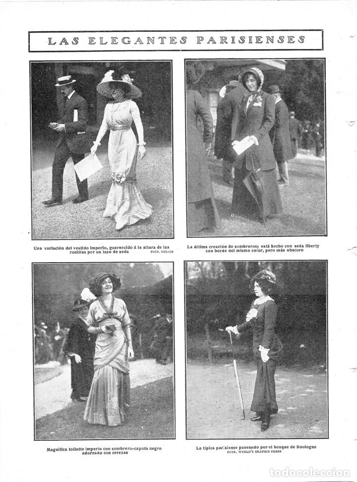 Collection Magazines and Newspapers: 1909 HOJA REVISTA FRANCIA PAR&Iacute;S MODA FEMENINA PARISIENSE SOMBREROS Y VESTIDOS