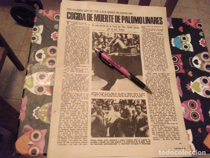 Coleccionismo de Revistas y Peri&oacute;dicos: RECORTE REVISTA 1977 3 PAGINAS COGIDA DE PALOMO LINARES Y UNA PAGINA JUAN PARDO Y CARMEN SEVILLA