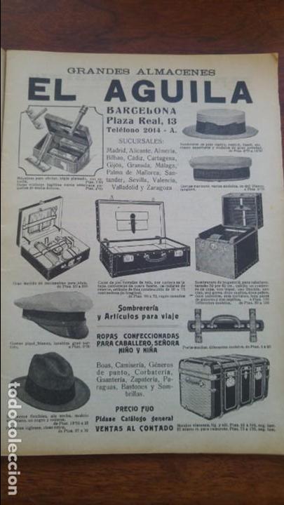 Colecionismo de Revistas e Jornais: GRANDES ALMACENES EL AGUILA BARCELONA SOMBRERIA Y ARTICULOS DE VIAJE ROPAS HOJA A&Ntilde;O 1923