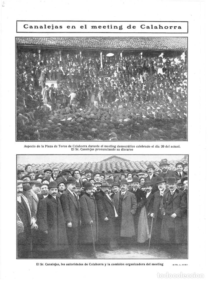 Collezionismo di Riviste e Giornali: 1909 HOJA REVISTA LA RIOJA CALAHORRA PLAZA DE TOROS MITIN JOS&Eacute; CANALEJAS