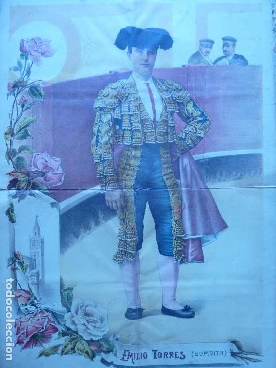 Colecionismo de Revistas e Jornais: TOROS 1897  LA LIDIA  EMILIO TORRES (  BOMBITA )) 72 x 50 cm. CARTEL REVISTA