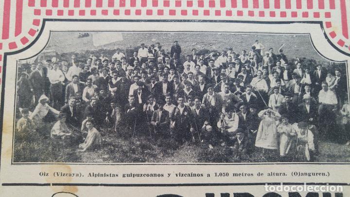 Collection Magazines and Newspapers: OIZ-VIZCAYA ALPINISTAS GUIPUZCOANOS Y VIZCAINOS A 1050 METROS DE ALTURA HOJA REVISTA 1923