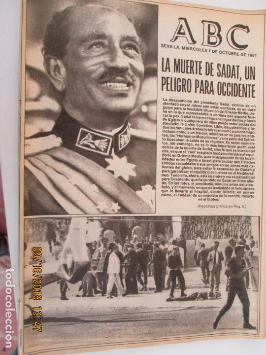 Coleccionismo de Revistas y Peri&oacute;dicos: ABC SEVILLA - 7 OCTUBRE 1981 - LA MUERTE DE SADAT, UN PELIGRO PARA OCCIDENTE