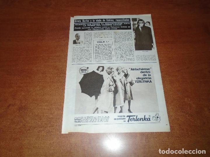 Coleccionismo de Revistas y Peri&oacute;dicos: RETAL PRENSA 1965: GRETA GARBO Y LA VIUDA SCHLEE - PUBLICIDAD TERLENKA Y HENO DE PRAVIA DE GAL