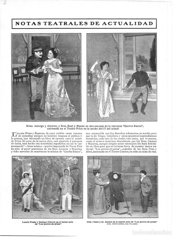 Collection Magazines and Newspapers: 1909 HOJA REVISTA MADRID TEATRO PRICE ACTORES ASTORGA &Aacute;LVAREZ BEUT MEANA LORETO PRADO CHICOTE ALONSO