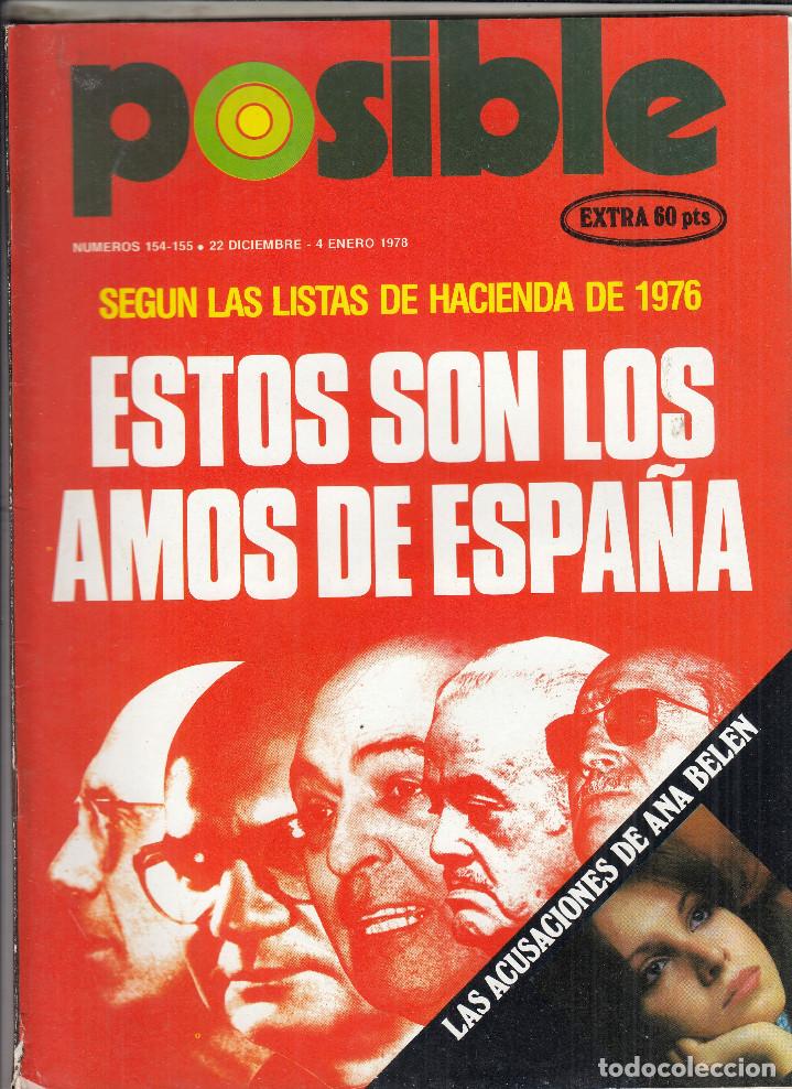 Coleccionismo de Revistas y Peri&oacute;dicos: REVISTA POSIBLE N&ordm; 154/155 AO&Ntilde; 1978. LISTAS DE HACIENDA 1976 ESTOS SON LOS AMOS DE ESPA&Ntilde;A.