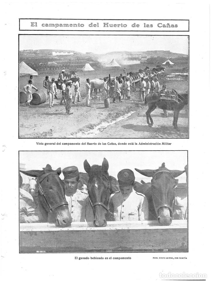 Collezionismo di Riviste e Giornali: 1909 HOJA REVISTA MARRUECOS MELILLA GUERRA RIF CAMPAMENTO HUERTA DE LAS CA&Ntilde;AS CABALLOS Y MULAS