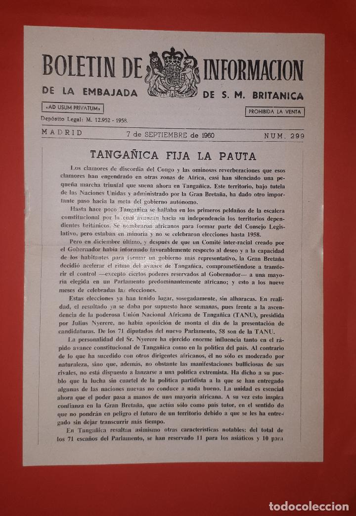 Coleccionismo de revistas y peri&oacute;dicos: Boletin informacion de la embajada de s.m britanica en Espa&ntilde;a MADRID 1960 n&ordm; 290