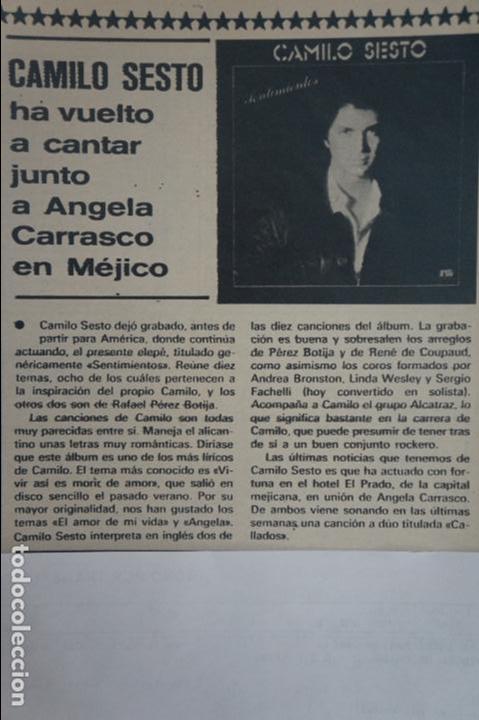 Coleccionismo de revistas y peri&oacute;dicos: RECORTE REPORTAJE CLIPPING DE CAMILO SESTO REVISTA SEMANA N&ordm; 2025 PAG 75 L 43