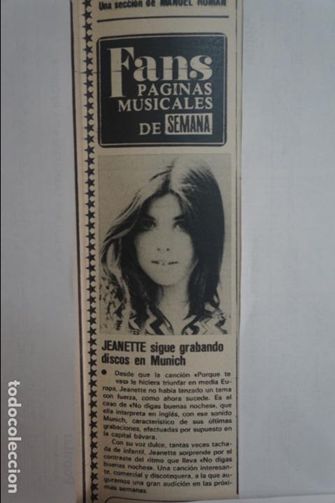 Coleccionismo de Revistas y Peri&oacute;dicos: RECORTE REPORTAJE CLIPPING DE JEANETTE REVISTA SEMANA N&ordm; 2023 PAG 67 L46