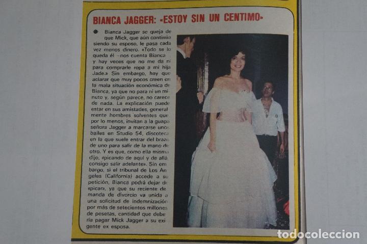 Coleccionismo de Revistas y Peri&oacute;dicos: RECORTE REPORTAJE CLIPPING DE BIANCA JAGGER REVISTA SEMANA N&ordm; 2036 PAG 46 L47