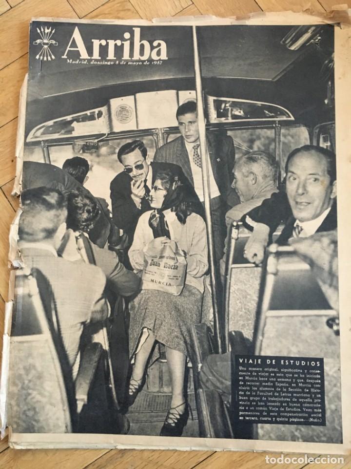Colecionismo de Revistas e Jornais: ARRIBA(5-5-57)UNIVERSIDAD MURCIA GLORIETA CUATRO CAMINOS BELLAS ARTES COLUMBIA MANCHESTER ASTO VILLA