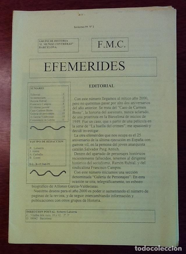 Coleccionismo de revistas y peri&oacute;dicos: Efemerides, 2, 1999. Grupo de historia F.M.C. Carmen Brot&oacute;, Salvador Puig Antich...
