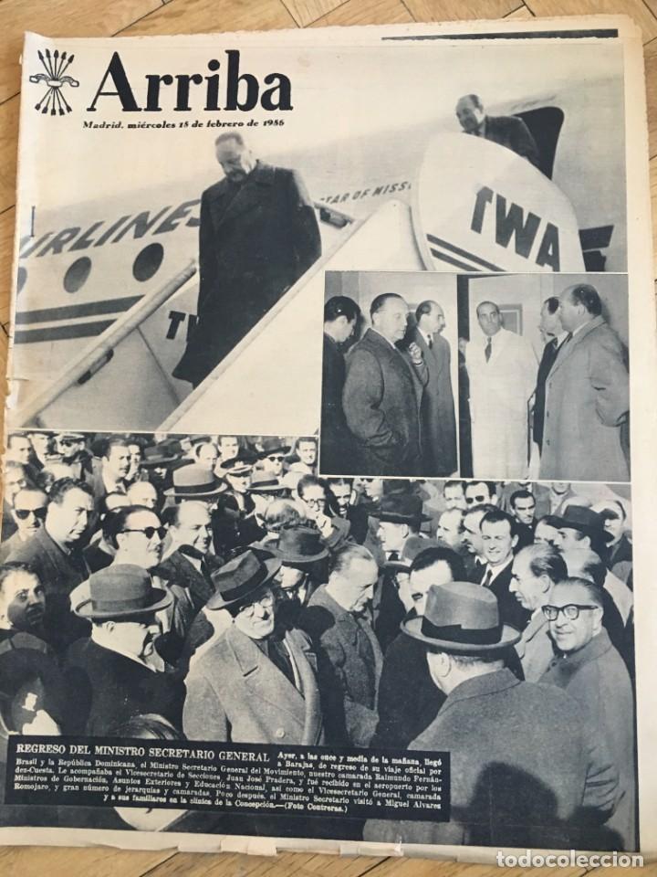 Colecionismo de Revistas e Jornais: ARRIBA (15-2-56) CAPITAN PEDRO DE VALDIVIA EL TREN BOTIJO EN ALICANTE ALAVES 4-2 DEPORTIVO CORU&Ntilde;A