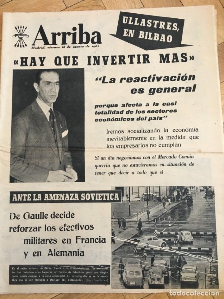 Colecionismo de Revistas e Jornais: ARRIBA (18-8-61) ULLASTRES FERIA DEL LIBRO BILBAO JULIO APARICIO PESCA SUBMARINA ALMERIA LUIS OTERO