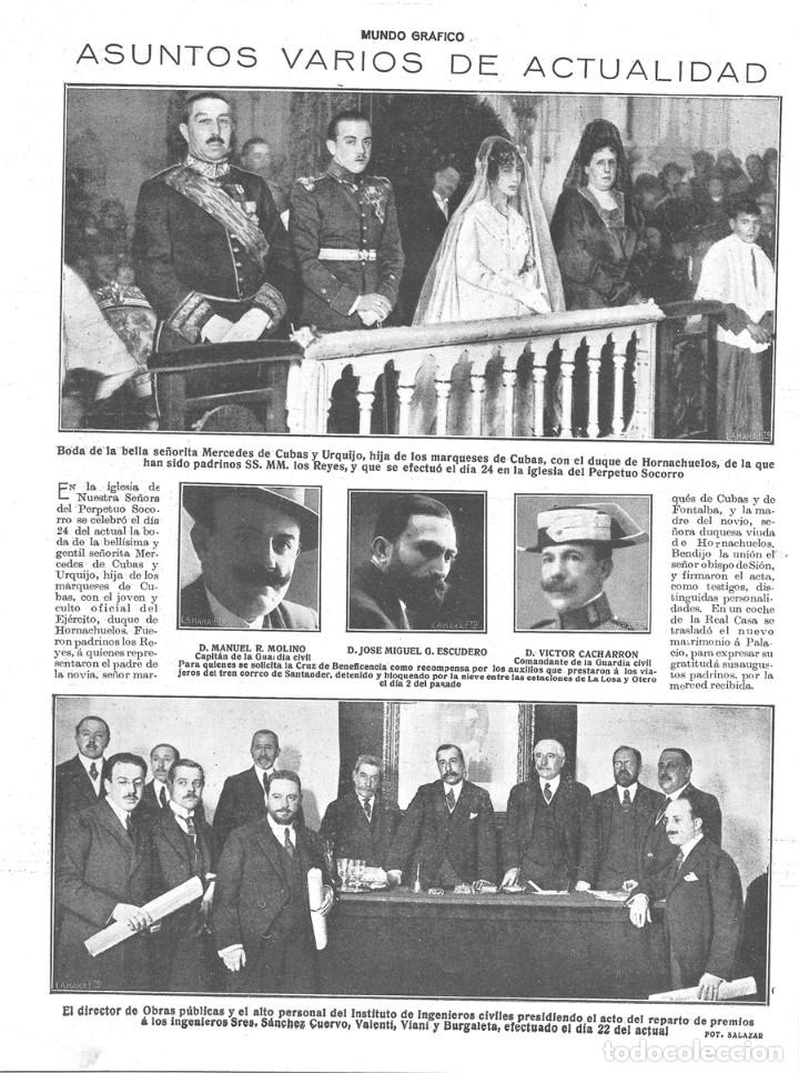 Coleccionismo de revistas y peri&oacute;dicos: 1918 HOJA REVISTA MADRID IGLESIA PERPETUO SOCORRO BODA MERCEDES DE CUBAS URQUIJO DUQUE HORNACHUELOS