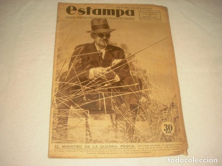 Coleccionismo de Revistas y Peri&oacute;dicos: ESTAMPA N&ordm; 342 . JULIO DE 1934. EN PORTADA EL MINISTRO DE GUERRA, PESCA.