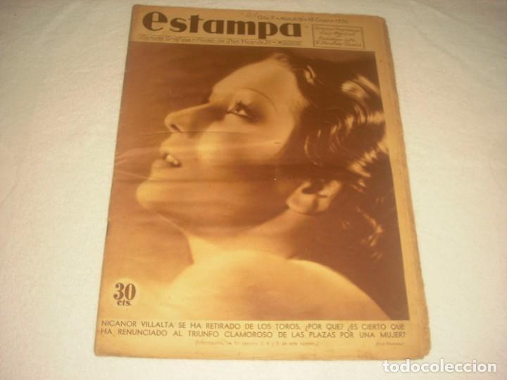 Collection Magazines and Newspapers: ESTAMPA N&ordm; 418, ENERO 1936.EN PORTADA NICANOR VILLALTA RETIRADO DE LOS TOROS  POR UNA MUJER ?