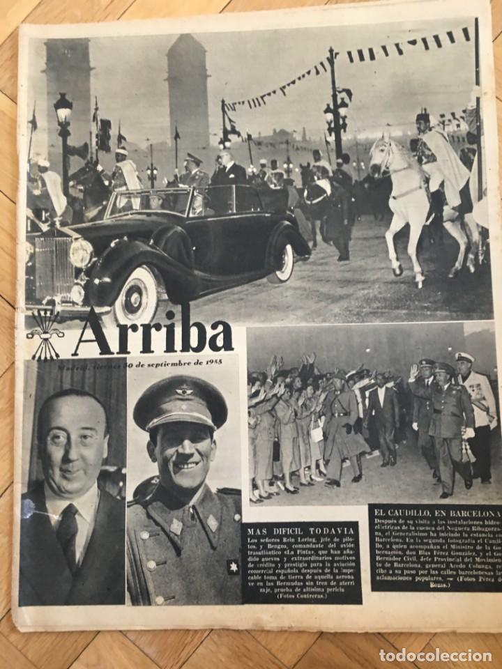 Coleccionismo de revistas y peri&oacute;dicos: ARRIBA (30-9-55)FRANCO EN BARCELONA MUNICH GINEBRA ESCUELA MIERES DEL CAMINO FAMECHON GALIANA TOLEDO