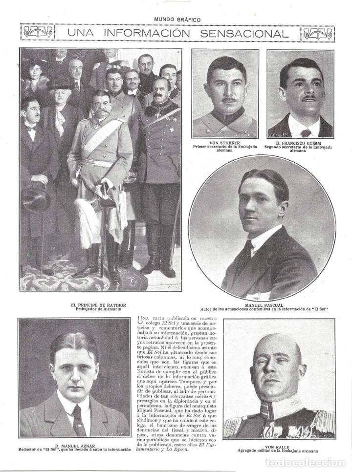 Collezionismo di Riviste e Giornali: 1918 HOJA REVISTA MANUEL AZNAR ZUBIGARAY REDACTOR DE EL SOL INFORMACI&Oacute;N SENSACIONAL MANUEL PASCUAL