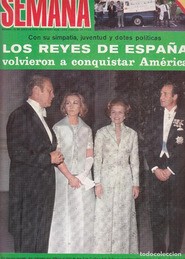 Coleccionismo de Revistas y Peri&oacute;dicos: REVISTA SEMAN N&ordm; 1896 A&Ntilde;O 1976. LOS REYES DE ESPA&Ntilde;A.ROCIO JURADO.MISS EUROPA.POSTER SYLVIA KRISTEL.