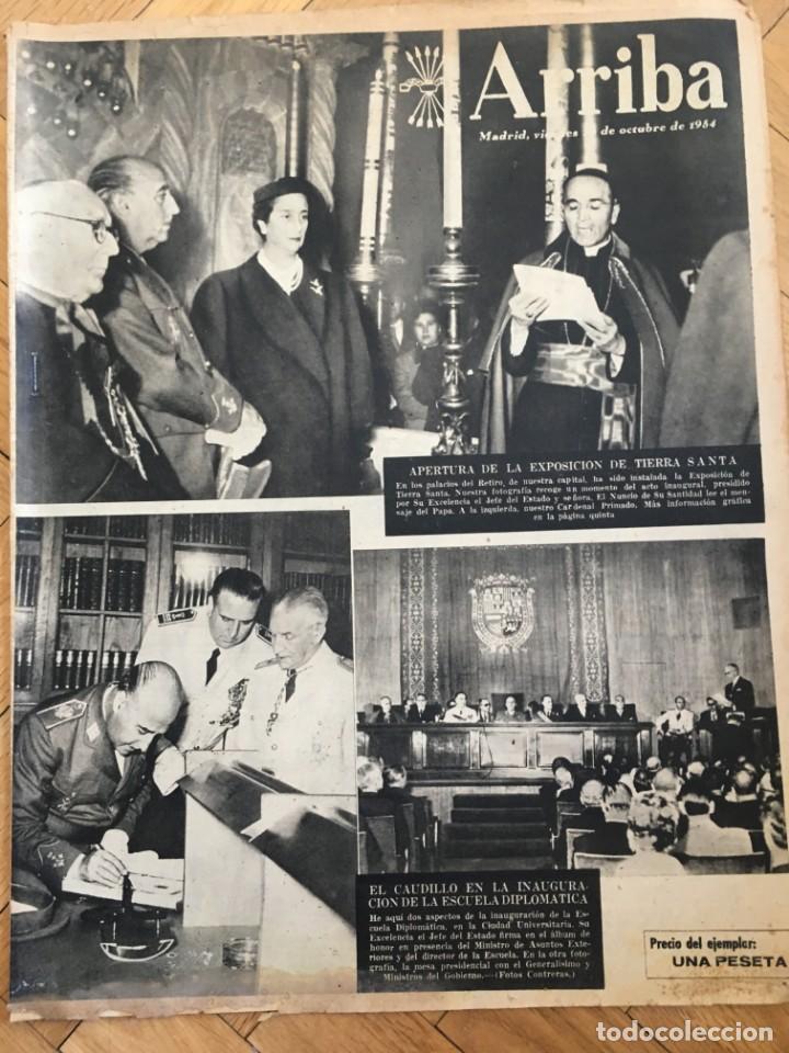 Collezionismo di Riviste e Giornali: ARRIBA (22-10-54) EXPOSICION TIERRA SANTA EL RETIRO NOVILLADA VENTAS SEGOVIA