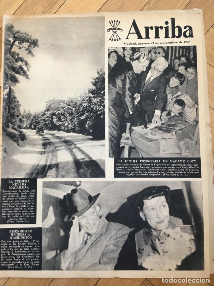 Collezionismo di Riviste e Giornali: ARRIBA (15-11-55) SIERRA DE GUADARRAMA REAL MADRID BARCELONA RELOJ DOXA