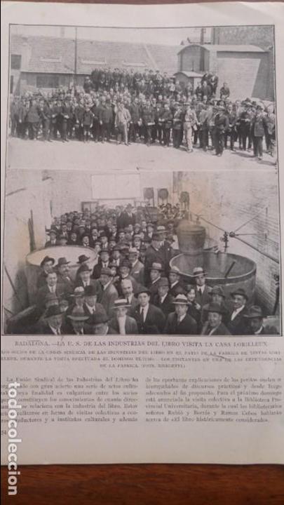 Colecionismo de Revistas e Jornais: LA U.S DE LAS INDUSTRIAS DEL LIBRO VISITAN LA CASA FABRICA DE TINTAS LORILLEUX BADALONA HOJA 1925