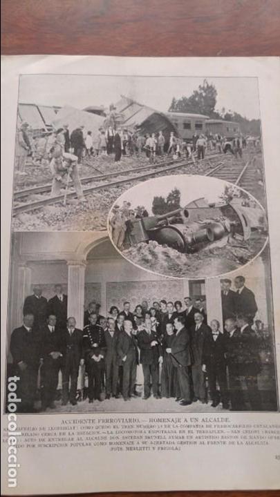 Collezionismo di Riviste e Giornali: ACCIDENTE FERROVIARIO SAN BAUDILIO DE LLOBREGAT TREN/ SANT CELONI ALCALDE ESTEBAN BRUNELL HOJA 1925